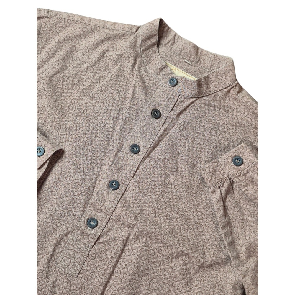 Scully Men's M‎ Western Popover Shirt Brown Scroll Pattern Long Sleeve Cowboy